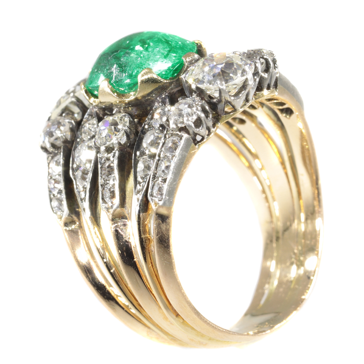 Victorian antique ring with diamonds and emerald (image 7 of 20)